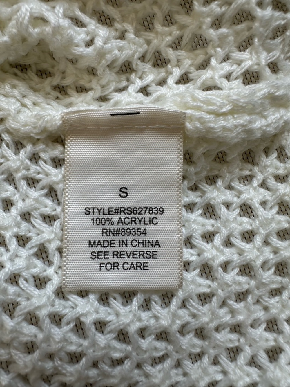 No Comment White Crochet Knit Stretch Button-Up Cardigan Top Size S - Picture 16 of 16